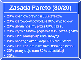 W większości przypadków reguła 80/20 to obserwacja, że rzeczy w życiu nie zawsze są równomiernie rozłożone. Zasada Pareto Zygmunt Ma Kolumne