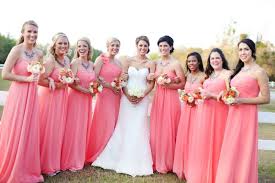 Modern Elegant Coral And Gray Wedding Every Last Detail Bridesmaid Coral Bridesmaid Dresses Wedding