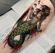 Neo Traditional Old School Tattoo Designs Mermaid Tattoos Traditional Mermaid Tattoos