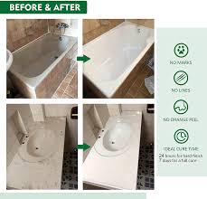 Which is more hazardous, reglazing or refinishing a bathtub? Buy Nadamoo Bathtub Refinishing Kit Diy Sink Tub And Tile Repair Kit For Porcelain Enamel Acrylic Fiberglass Easy Pour On Application Semi Matte White Bright Tub Coating 3kg Standard Bathtub Kit Online In