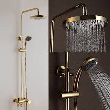 Bathroom Wall Mounted Golden Finished Brass Shower Faucet Set Rainfall Bath Shower Tub Mixer Tap With Handheld Shower Head Affiliate Masia Biblicos