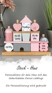 Die freunde eines saftiges steaks das brechts steakhaus steht für hochwertiges gourmetfleisch von rindern aus artgerechter. Personalisiertes Steck Haus Baby Diy Geburt Kind Geschenk Fur Geburt