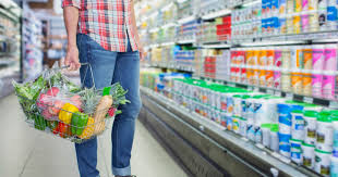 This consumer shopes at the grocery store, which is a store who sells food.