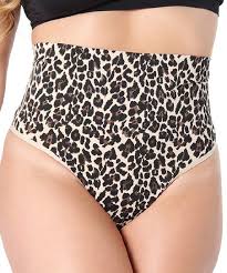 Slimme By Memoi Nude Black Leopard High Waist Shaper Thong Women
