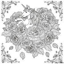 Single unicorn mandala coloring pages >> 300 dpi file >> formats: Unicorn Mandala Unicorns Adult Coloring Pages