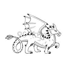 Magical Creatures Set Mythological Animal Dragon Doodle Style Black And Stock Vector Crushpixel