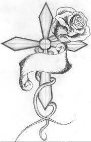 Example image for cross and roses tattoo. Pin On Amazingly Awesome Drawings Of Flowers Crosses Hearts Stars Birds Webs And Dragons