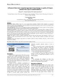 Confidential health questionnaire for yoga classes as your yoga teacher i need to know of any problems or limitations you might face in order to make necessary modifications for you. Pdf Influence Of Short Term Integrated Approach Of Yoga Therapy On Quality Of Living In Patients With Type Ii Diabetes Mellitus Ip Innovative Publication Pvt Ltd Academia Edu
