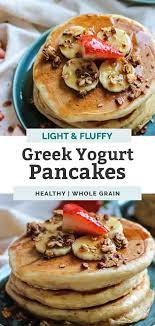 Whole Grain Greek Yogurt Pancakes Fit Mitten Kitchen Recipe Greek Yogurt Pancakes Yogurt Pancakes Healthy Yogurt Pancakes