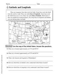 This product is a worksheet to reinforce lessons learned on todalsigs, absolute location, using coordinates to locate places, equator, prime meridian, seven continents, four oceans and longitude/latitude lines.students will label continents, oceans and the major lines of latitude and longitude. Latitude And Longitude Lesson Plans Worksheets Lesson Planet