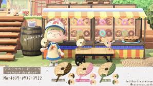 うちわの型紙でドーナツを作ってみました マイデザを手で持てるの嬉しい 味はチョコ いちご 抹茶の3種類です acnh acnhdesign あつ森 あつ森写真部 マイデザイン マイデザ配布 animalcros 2021 どうぶつの森amiiboカード とび森 マイ