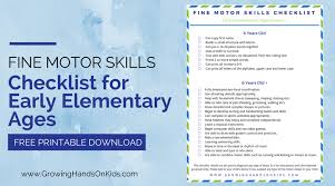 In kindergarten, children are expected to trace and form letters and numbers, so during the preschool years children should strengthen their small muscles, develop fine motor control, and. Fine Motor Skills Checklist For Early Elementary Ages 6