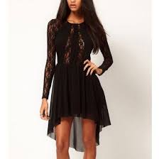 Fashion Long Sleeves Lace High Low Dress Dresses Casual Dress Casual Dresses Lace Dress Womens Dre Chiffon Lace Dress Black Pleated Dress High Low Lace Dress