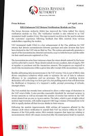 The kenya revenue authority is the government body that manages the nation's revenue income: Kenya Revenue Authority On Twitter Press Statement Kra Enhances Vat Return Verification Module On Itax Https T Co Eh837ut1xw