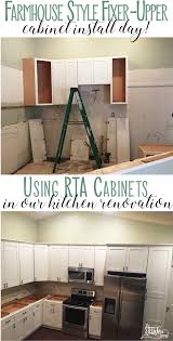 Finally Getting Kitchen Cabinets Installed In Our Fixer Upper Shaker White Farmhouse Kitchen Cabinets Rta Ready Installing Cabinets Kitchen Cabinets Cabinet