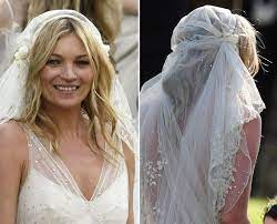 Kate Moss S Juliet Cap Veil Celebrity Wedding Hair Celebrity Weddings Kate Moss Wedding
