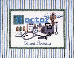 Model stitched on 14 ct. Doctor By Imaginating