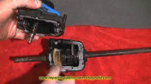 If the transmission or drive cable comes loose or breaks, your mower will stop moving forward on its own. Repairing Lawn Mowers For Profit Part 14 Lawnmower Self Propelled Gear Repair And Help Youtube