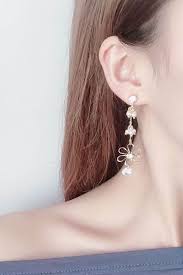 Elegant Metal And Bead Flower Earrings Flower Earrings Gold Flower Earrings Spring Earrings