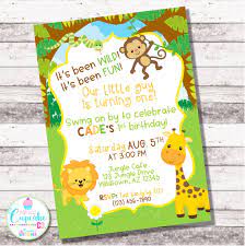 It was not hard finding the perfect party supplies that went with our jungle theme! Jungle Birthday Invitation Any Age Safari Birthday Invite Etsy In 2021 Jungle Birthday Invitations Boy Birthday Invitations Safari Birthday