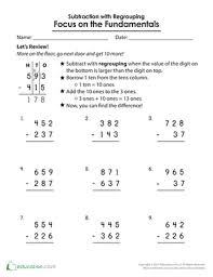 Extra practice 3 digit subtraction with regrouping worksheet subtraction practice math subtraction subtraction worksheets these worksheets are pdf files. Three Digit Subtraction Printable Worksheets Education Com