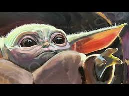 Baby Yoda Acrylic Paint Timelapse By Roza On 4k Youtube Star Wars Painting Starwars Canvas Painting Yoda Art
