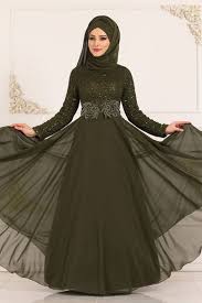 Modaselvim Abiye Beli Gupurlu Sifon Abiye 8811w153 Haki Elbise Belle