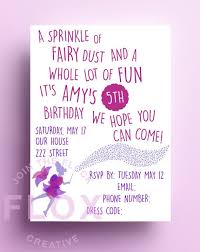 Fairy Birthday Party Invitation Download Pdf Personalised Pink Girly Fun Magic Cute Princess Pur Fairy Birthday Party Fairy Birthday Birthday Party Invitations