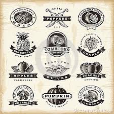 Ensemble De Labels De Fruits Et Legumes De Vintage Fruits Et Legumes Fruits Logo Fruit
