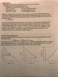 What is the unit of the specific rate constant k? Long Problems Determine The Order Of The Overall Chegg Com