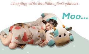Hofun4U Almohada de felpa de vaca gigante, 40 pulgadas, juguete de muñeca  de peluche de vaca suave, almohada de felpa de vaca lechosa, decoración del  hogar, regalo de cumpleaños de Navidad para
