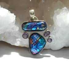 The Andrea Jaye Collection Artisan Gemstone Jewelry 925 Sterling Silver Amber Amethyst Larim Dichroic Glass Jewelry Metal Clay Jewelry Artisan Gemstone Jewelry