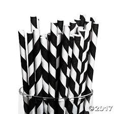Black And White Bridal Shower Ideas Black Striped Paper Straws Oriental Trading In 2020 Black And White Wedding Theme Kate Spade Bridal Shower Theme White Bridal Shower