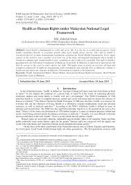 The federal constitution of malaysia, which came into force in 1957, is the supreme law of malaysia. Pdf Health As Human Rights Under Malaysian National Legal Framework