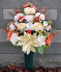 Cemetery Flower Vase With Stake Flowers For Grave Grave Vase Etsy Cemetery Flowers Flower Arrangements Cemetery Decorations