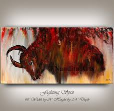 Animal Bull Painting 48 Quot Abstract Art On Canvas Original Hand Made Charging Bull Oil Painting Modern Art Office Wall Decor Bull Artwork Bullpaintings