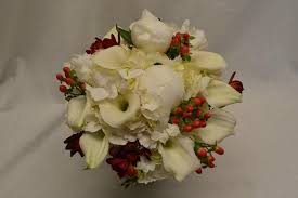 Hours may change under current circumstances Classic White And Red Bridal Bouquet With Peonies Freesia Calla Lilies Hydrangea And Hypericum Berries Fl Calla Lily Flowers Red Bridal Bouquet Calla Lily