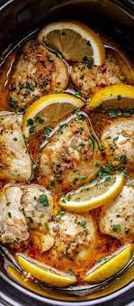 Crock Pot Lemon Garlic Butter Chicken Thighs Chicken Crockpot Recipes Crockpot Recipes Easy Easy Chicken Recipes