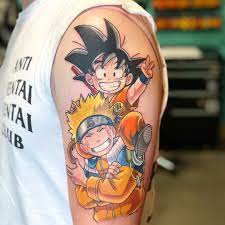 Maybe you would like to learn more about one of these? I Had So Much Fun Working On This Goku Naruto Piece Today Done On Mstangsam For His First Tattoo Sat Like An Naruto Tattoo Dbz Tattoo Anime Tattoos