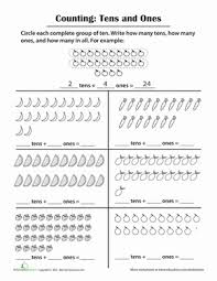 Students identify the value of the underlined digits, which represent either hundreds, tens or ones. Counting Tens And Ones Worksheet Education Com