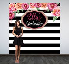 Black And White Photo Booth Backdrop Graduation Personalized Photo Backdrop Black White Stripes Etsy Graduation Party Backdrops Graduation Backdrop Photo Backdrop Birthday