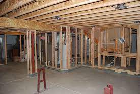 If there are lally columns beneath the beam, draw plumb marks onto the floor between the columns. Framing A Basement In Denver Framing A Basement Finishing Basement Walls Framing Basement Walls