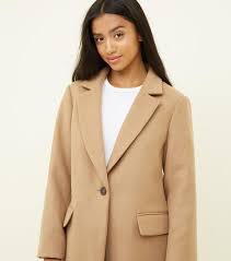 International shipping and returns available. Petite Camel Revere Collar Longline Coat New Look From New Look On 21 Buttons