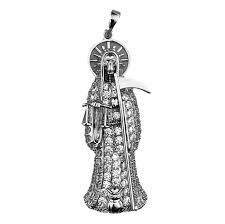 You know how in your house sometimes you have a shelf that you end up putting random stuff on it, because you can't… Bling Cartel Nuestra Senora De La Santa Muerte Pendant Holy Death Iced Micro Pave Bling Silver Tone Charm 2 Inch Walmart Com Walmart Com