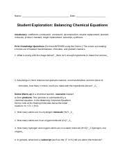 This is why you remain in the best website to look the amazing book to have. Balancing Chemical Equations Docx Name Date Student Exploration Balancing Chemical Equations Vocabulary Coefficient Combustion Compound Decomposition Course Hero