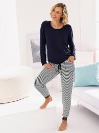 wäschepur Schlafanzug mit Ringelhose in marine-ecru | Witt