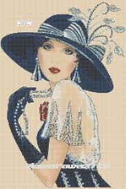 cross stitch chart art deco lady flapper no 35