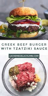 Maybe you would like to learn more about one of these? Greek Beef Burger With Tzatziki Sauce Burger Recipes Beef Greek Burger Beef Greek Burger Recipe