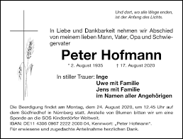 Traueranzeigen Von Peter Hofmann Trauer Nordbayern De