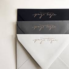Love The Use Of Three Different Papers Black White And Charcoal With The Matte Gold Ha Wedding Invitation Envelopes Black Wedding Invitations Gold Branding